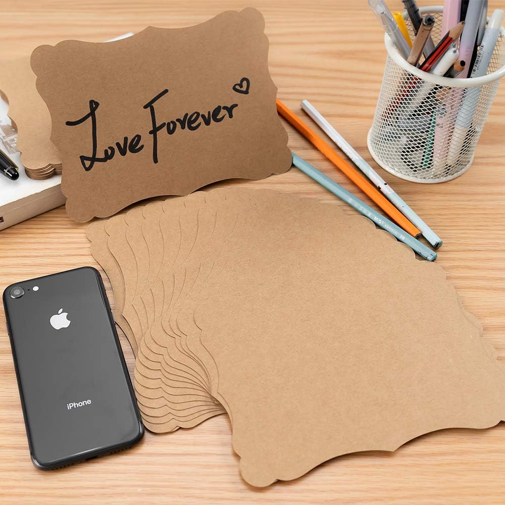 50 Pack Blank Kraft Cards Cardstock Thick Paper Brown Greeting Cards for DIY Gift Card Menus, Baby Shower and Wedding Invitations (Multicolored, 5x7IN)