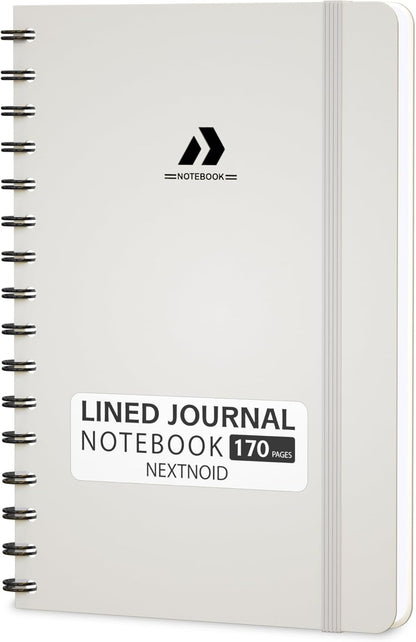 Nextnoid Lined Spiral Notebook Journal For Women & Men - A5(5.8" x 8.3") 170 Pages, Hardcover Notebooks for Work & Note Taking, College Ruled Journals for Writing - Grey
