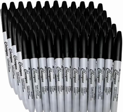 Permanent Markers, Fine Tip, 1.0mm, Quick Drying, Waterproof, for Glass, Tiles, Cloth, and General Surfaces, 50 Count (12)