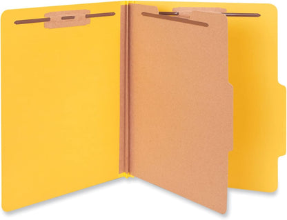 Universal Pressboard Classification Folders, Letter, Four-Section, Yellow, 10/Box (10204)