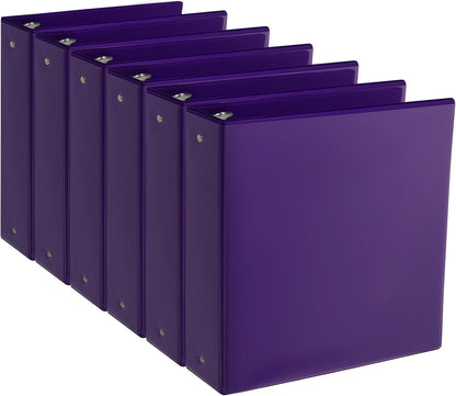 CIXILDTS 1-Inch Round Ring Binders, Standard 3 Ring Binder Fit Letter Size Paper, Presentation View Binders, 6 Packs, Assorted