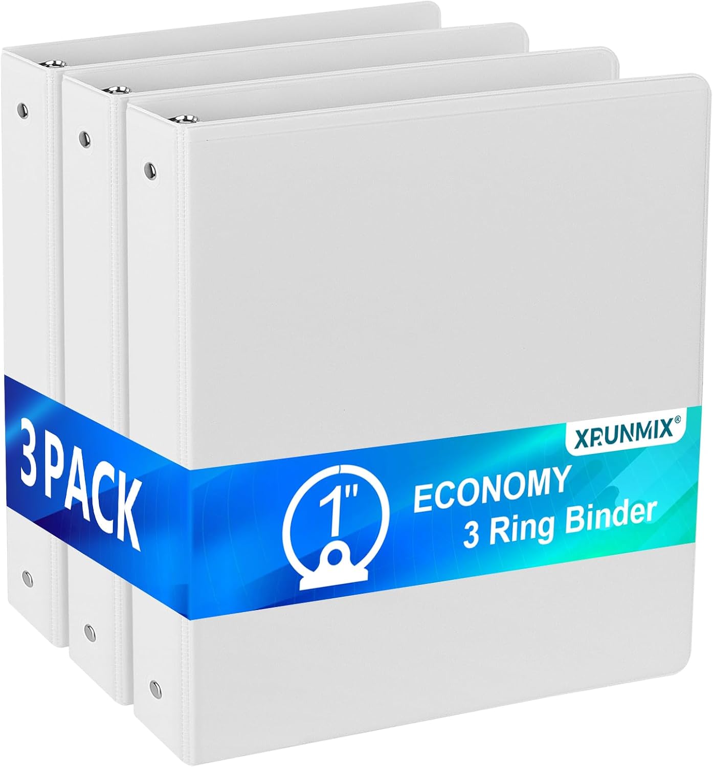 Bulk 24 Pack Economy 3-Ring Binders, 1 Inch, Round Rings, 200 Sheet Capacity, ClearVue Presentation View, Non-Stick, White (24)