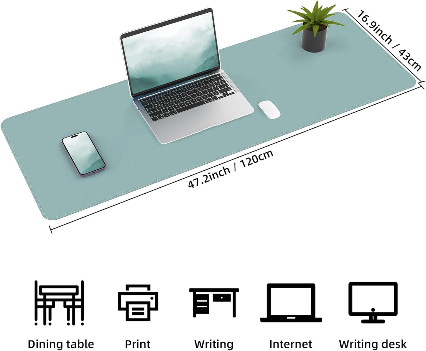 Large Desk Mat 47.2" x 17" Leather Desk Pad Protector with Natural Cork & PU Leather, Non-Slip Office Desk Mat, Large Mouse Pad, Waterproof Desk Blotter pad for Office&Home(Black)