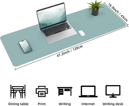 Large Desk Mat 47.2" x 17" Leather Desk Pad Protector with Natural Cork & PU Leather, Non-Slip Office Desk Mat, Large Mouse Pad, Waterproof Desk Blotter pad for Office&Home(Black)