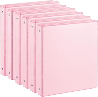 SUIN 1-inch 3 Ring Binder with 2 Interior Pockets, 1''Durable Binders Holds US Letter Size 8.5'' x 11'' Paper - Versatile Binders for Office, Home, and School Use, 6 Pack Black