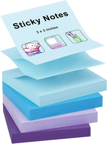 ZCZN 400 Sheets Pop-up Sticky Notes, 3 x 3 Inches, 4 Pads Bright Color Self-Stick Notes, 100 Sheets/Pad, Pink