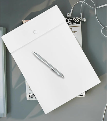 VANRA Vertical File Folders Poly Filing Envelope Plastic Project Folder with Snap Button Closure for A4 Letter Size Paper (Pack of 5, Black)