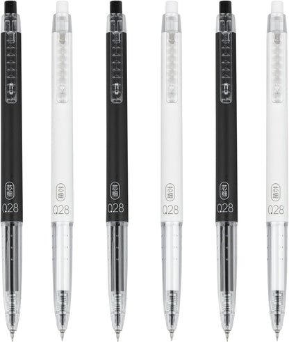 Gel Pens 0.28mm Extra Fine Point Pen, Black Ink, Ball Point Pen for School, Office, Stationery Supplies 6 Packs
