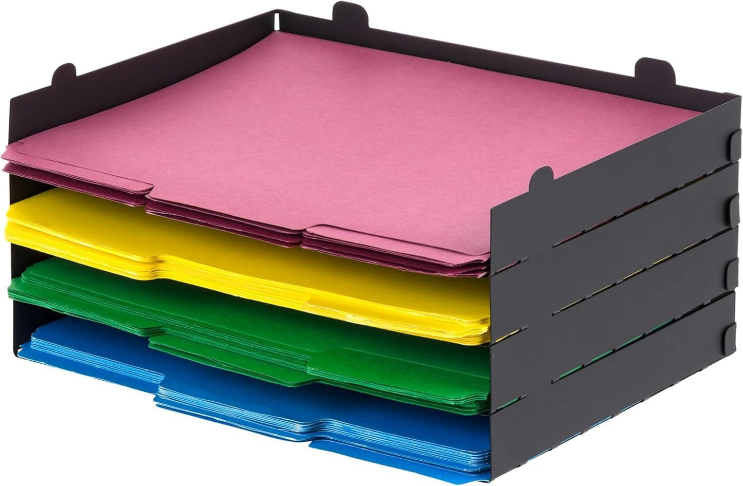 IRIS USA Magazine Holder, Compact File Storage Mini File Organizer for Desk and Home Office, Personal File Organizer for Papers and Magazines, Space-Saving Storage Set 6 Pack, Black