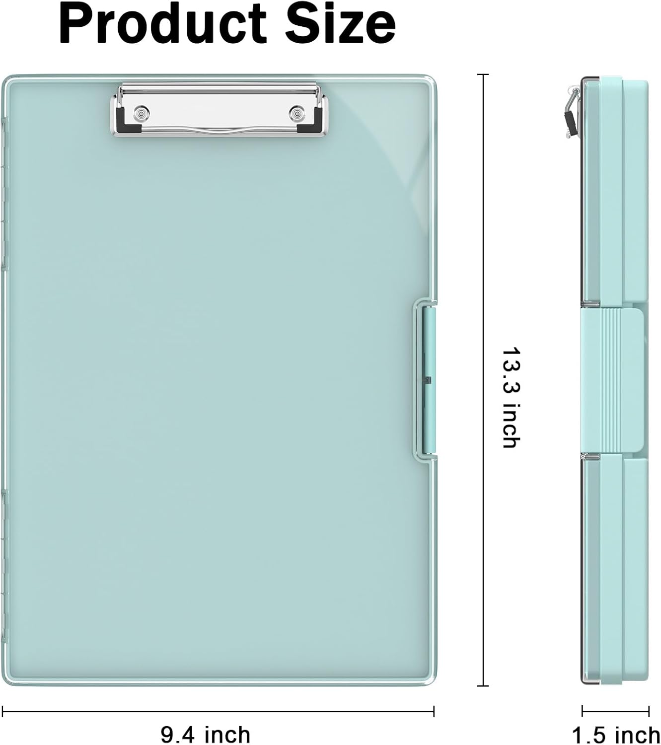 Rimilak Plastic Clipboard with Storage, Side Opening with 2 Compartment, Size 13.3 x 9.4 x 1.5 Heavy Duty High Capacity Nursing Box for Work School & Office Supplies, Black