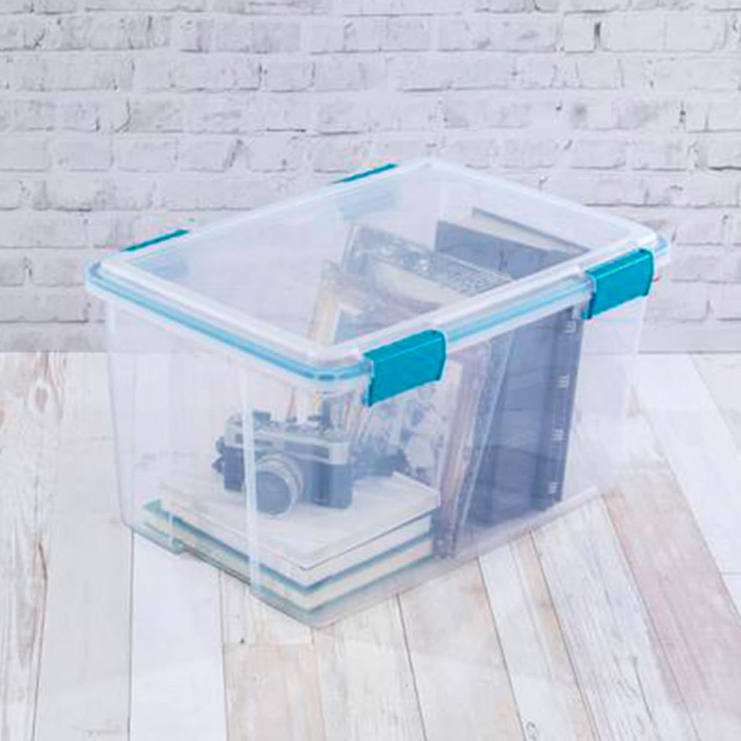 Sterilite 4-Pack Gasket Box, Weather-Resistant Storage Bins with Latching Lids, 32 Quart - Heavy-Duty Organizing Containers for Closet, Bathroom, and Office