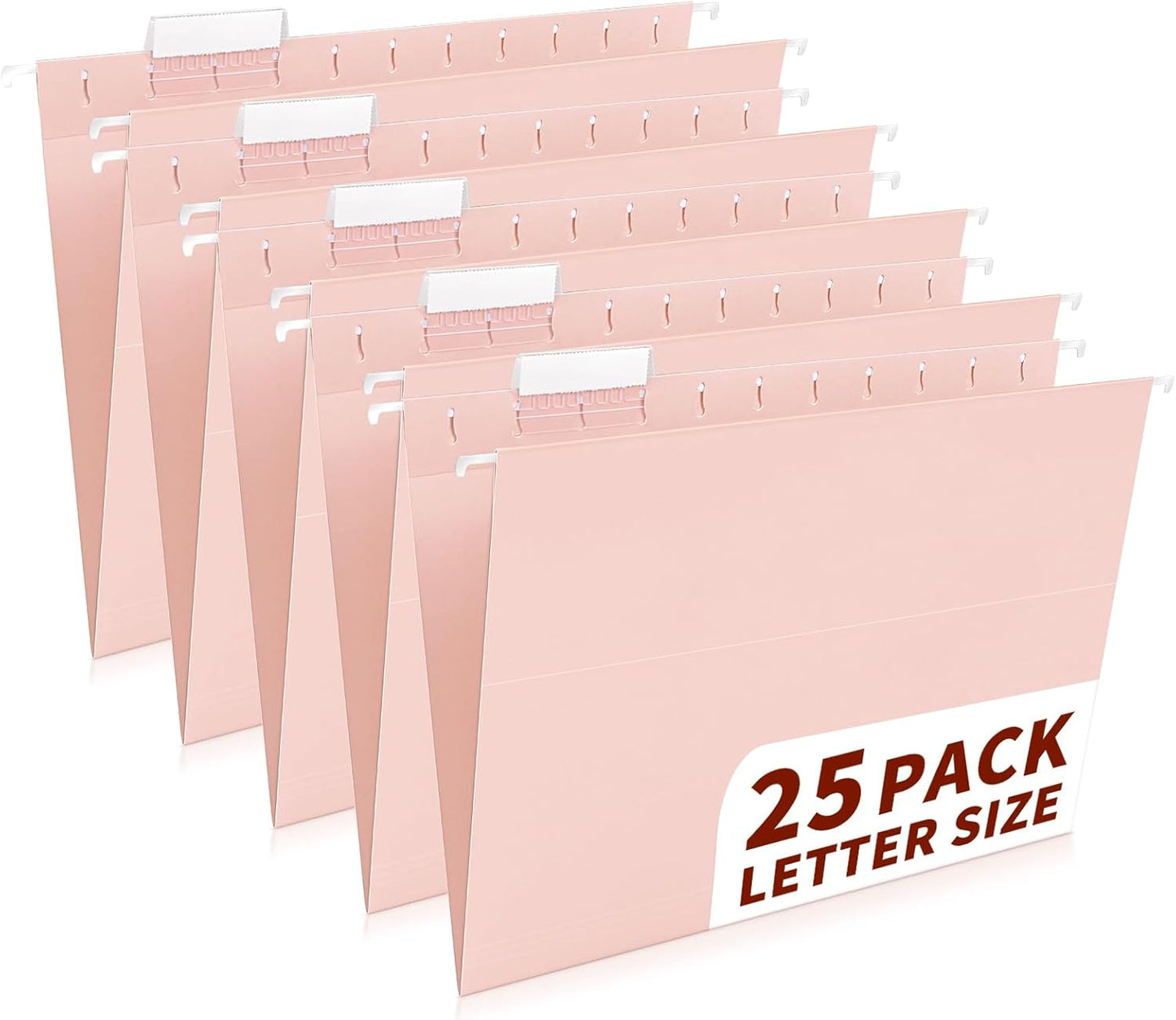 25-Pack Green Hanging File Folders, Letter Size (8.5" x 11") with 1/5-Cut Tabs,Includes 35 Transparent Label Cards & 50 Sticker Labels for Home & Office Organization