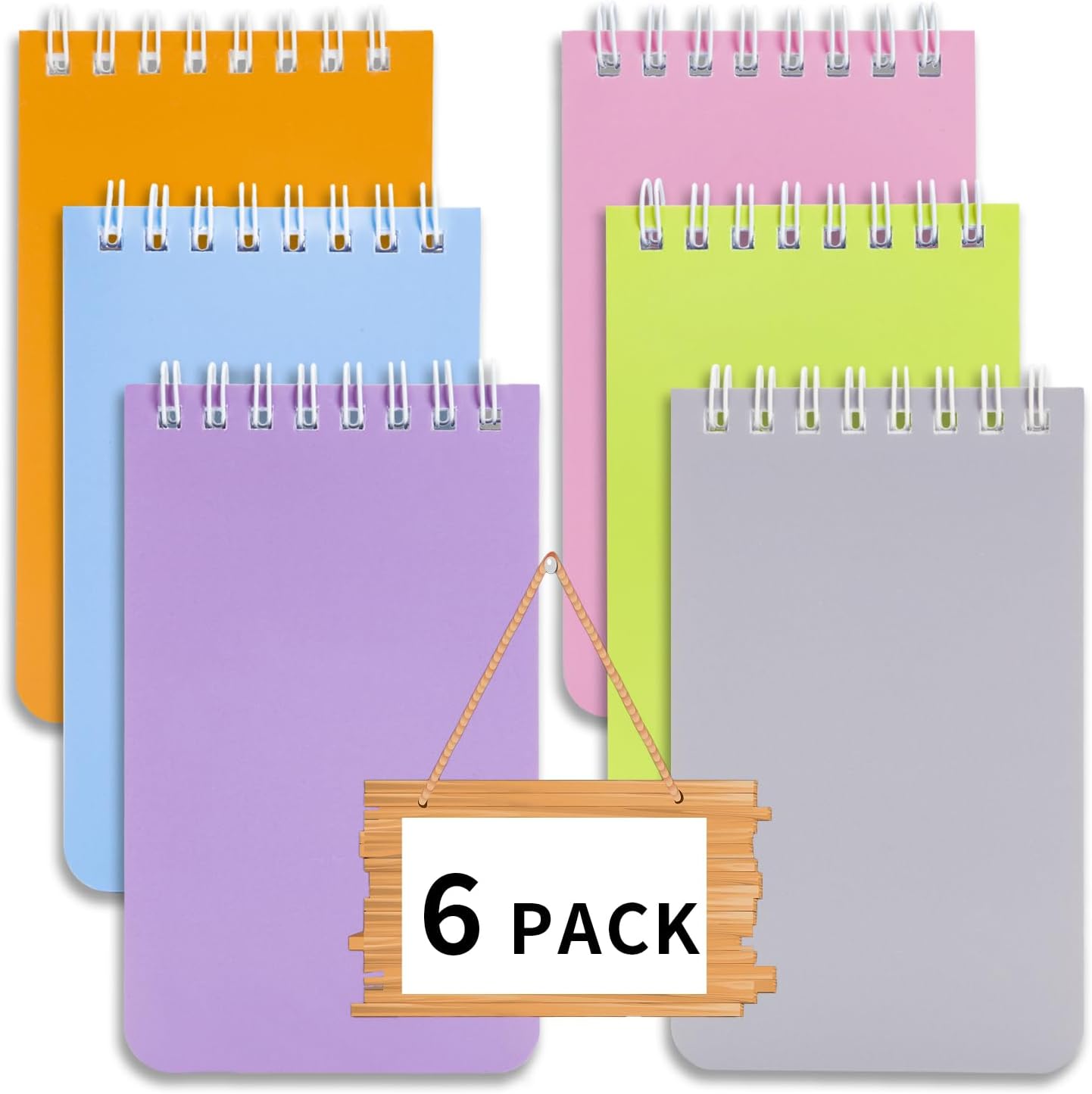 QiCheng 6pack Pocket Notebook Small Notepad Pocket Notepad Small Spiral Notebooks 3X5Inches (6)