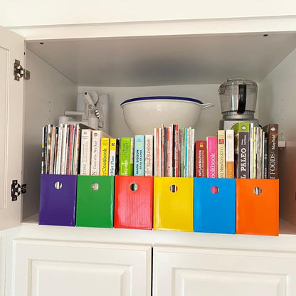 Evelots Magazine File Holder - Set of 24 Multi Color - Office Desk Organizer - Sturdy Cardboard - New Upgraded Double Front Panel for More Stability - Full 4 Inch Wide - Easy Assemble