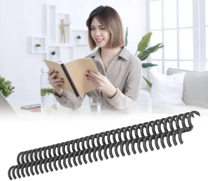 10 Pcs 15mm/0.59 in Binding Coils 32 Loop Spine for Books, Plastic Binding Rings for Manual Binding Machine, Wire Coils for Report Covers, Documents, Presentations, DIY Projects(Black)