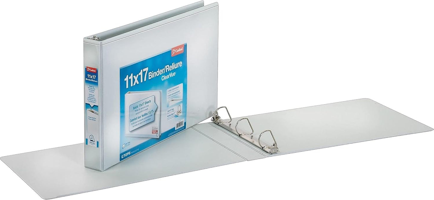 Cardinal 11-Inch x 17-Inch ClearVue Slant-D Ring Binder, 2-Inch, White (22132)