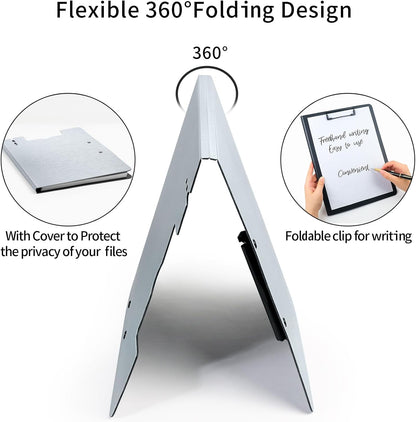 A4 Clipboard Folder,10 Pack Foldable Clipboards with Pocket for Business,Office,School or Restaurant (Black)