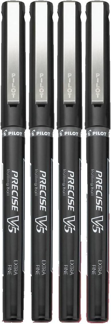 PILOT Precise V7 Stick Liquid Ink Rolling Ball Stick Pens, Fine Point (0.7mm) Black Ink, 4-Pack (26003)