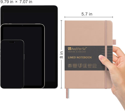&And Per Se Lined Journal Notebook, 160 Pages, A5 5.7 x 8 inches College Ruled Thick Paper Notebook Journals for Writing, Hardcover Notebooks for Women Men Office School (1 Pack, Green) - Colors A