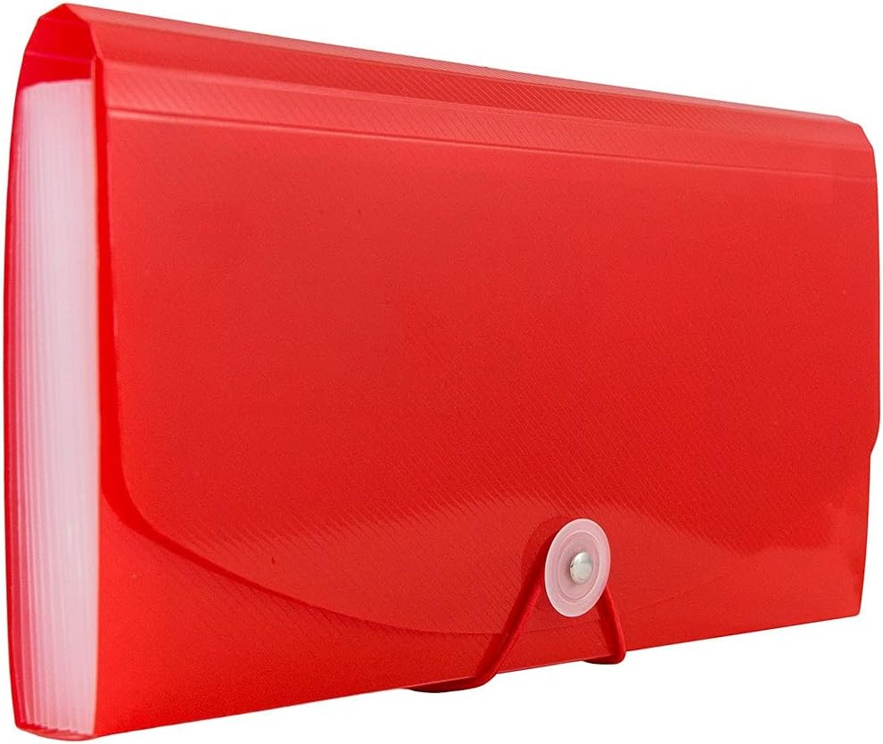 JAM Paper Accordion Folders - 13 Pocket Plastic Expanding File - Legal Size - 10 x 15 - Red - Sold Individually