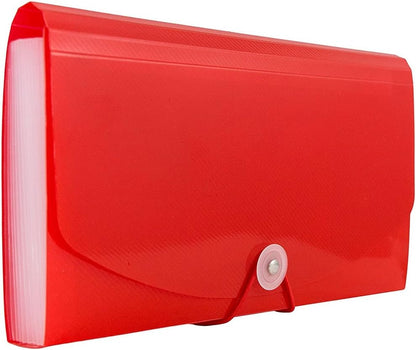 JAM Paper Accordion Folders - 13 Pocket Plastic Expanding File - Legal Size - 10 x 15 - Red - Sold Individually