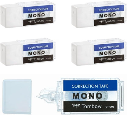 Tombow CT-CM5C80-5P MONO Mono Pocket Correction Tape, Tape Width 0.2 inches (5 mm) x 13.1 ft (4 m), Pink, 5 Pieces