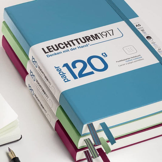 LEUCHTTURM1917 - 120G Special Edition - Medium A5 Hardcover Notebook - 203 Numbered Pages with 120gsm Paper (Navy, Dotted)