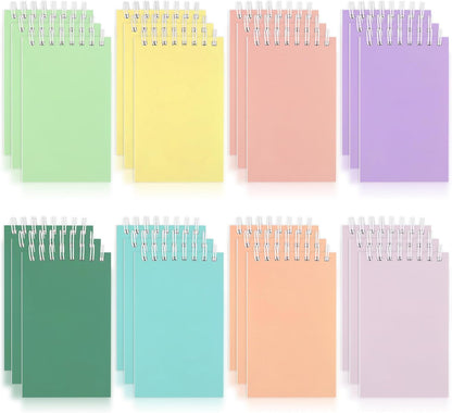 Hooqict 24 Pack Small Pocket Notebook Mini Notebooks Bulk Small Spiral Notepads with 8 Colors, Memo Note Pads for Kids, Work, Office, School, 3.9 x 2.4 Inches