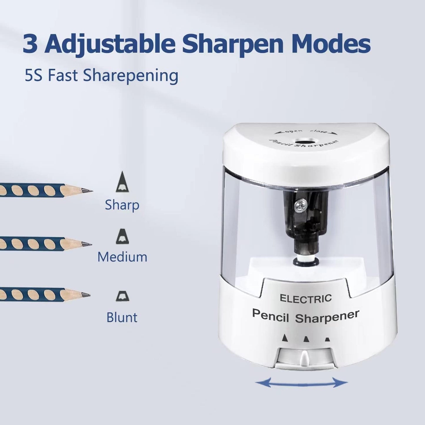 Electric Pencil Sharpener, Battery (Not Included) USB Powered, Portable for NO.2 Pencils, Automatic and Durable with 3 Sharpness Options - Classroom, Home, Office Black