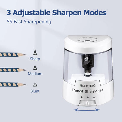 Electric Pencil Sharpener, Battery (Not Included) USB Powered, Portable for NO.2 Pencils, Automatic and Durable with 3 Sharpness Options - Classroom, Home, Office Black
