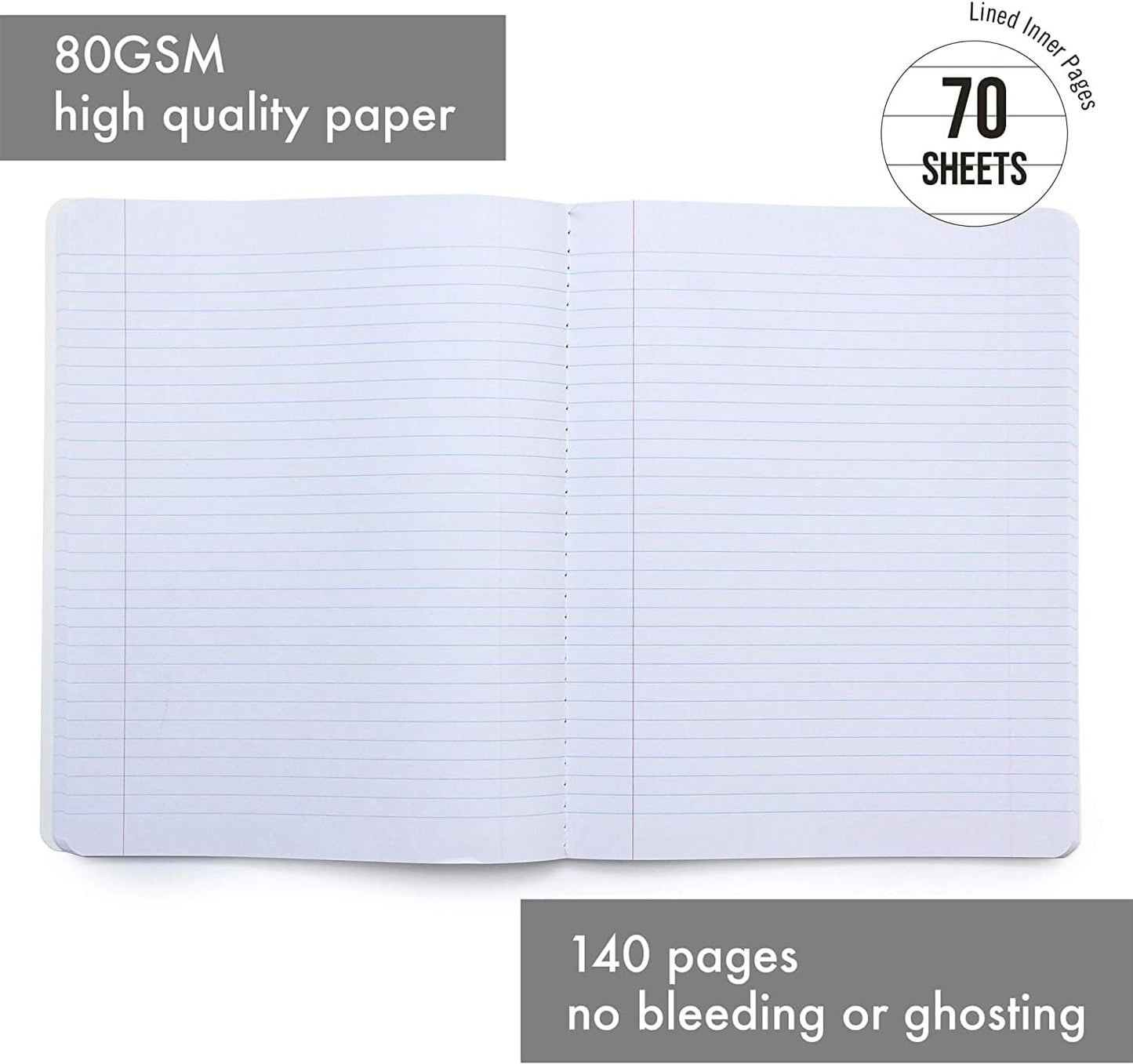 Pukka Pad, Composition Notebooks - 3 Pack of Journals Featuring 140 Pages of College Ruled 80GSM Paper with Sturdy Cover Stock - 9.75 x 7.5in - Bloom