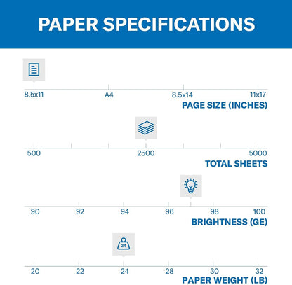 Hammermill Printer Paper, Premium Multipurpose Paper 20 lb, 8.5 x 11-5 Ream (2,500 Sheets) - 97 Bright, Made in the USA, 105910C