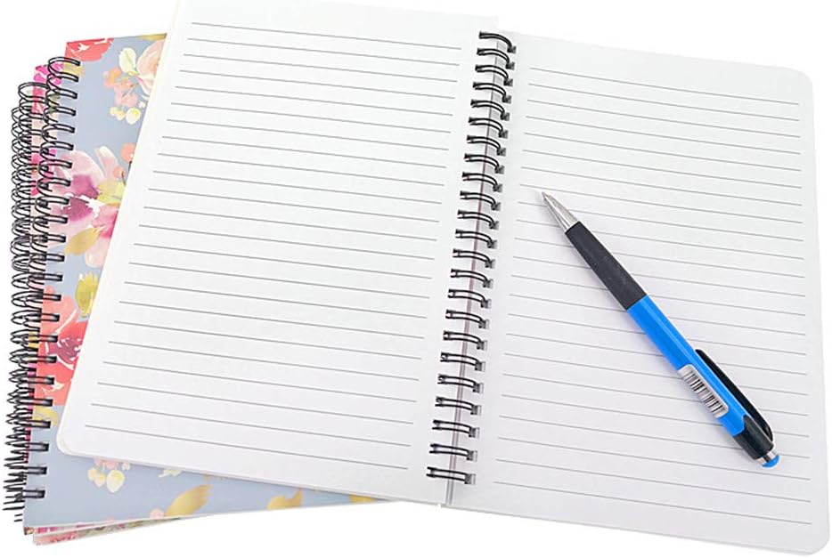 4 Pack A5 Spiral Notebook Journal,Wirebound Ruled Sketch Book Notepad Diary Memo Planner,A5 Size(8.3X5.7) & 80 Sheets (Floral)