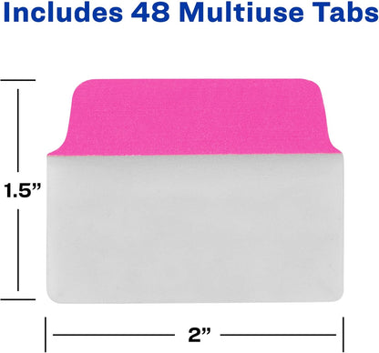 Avery Multiuse Ultra Tabs, 2" x 1.5", 2-Side Writable, Assorted Pastel Dots, 24 Repositionable Tabs (74773)