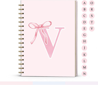 Blue Bow Journal Notebook for Girls,Initial H Journals Personalized Diary Gifts for Teen Girl Kids,Monogrammed Gifts for Women,Trendy Coquette Cute Hardcover Spiral Notebook 5.5 x 8.3 - Colors B