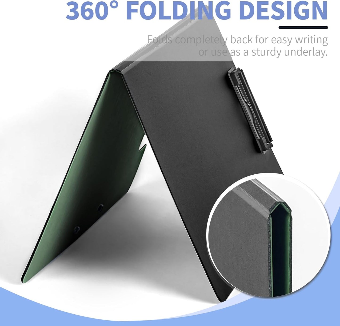 Clipboard Folder, with Dual Metal Clips, Embossed-Texture, Folding 360° Rotating, Nursing Clipboard for Letter and A4, Pen Holder (Silver, 2)