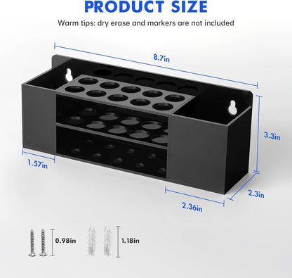 Magnetic Dry Erase Marker Holder for Whiteboard, Wall Mount Pen Holder for Refrigerator, Clear Pencil Holder for Fridge, Strong Magnet Locker Organizer for Classroom, Office