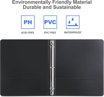 3 Ring Binder 1-1/2 Inch, ViVin Sturdy 1.5"-Round Ring Binder with 2 Interior Pockets, Clear View Cover, PVC-Free, Fits 300 Sheets of 8.5'' x 11'' Paper, Office Home School (6 Pack, White)