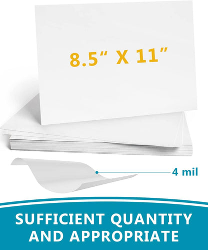 QYH Printable Vinyl Sticker Paper for Inkjet & Laser Printer - Matte White Waterproof, 50 Sheets Vivid Colors, Compatible with Cricut, Silhouette, Ideal for Small Business & DIY- 8.5"x11"