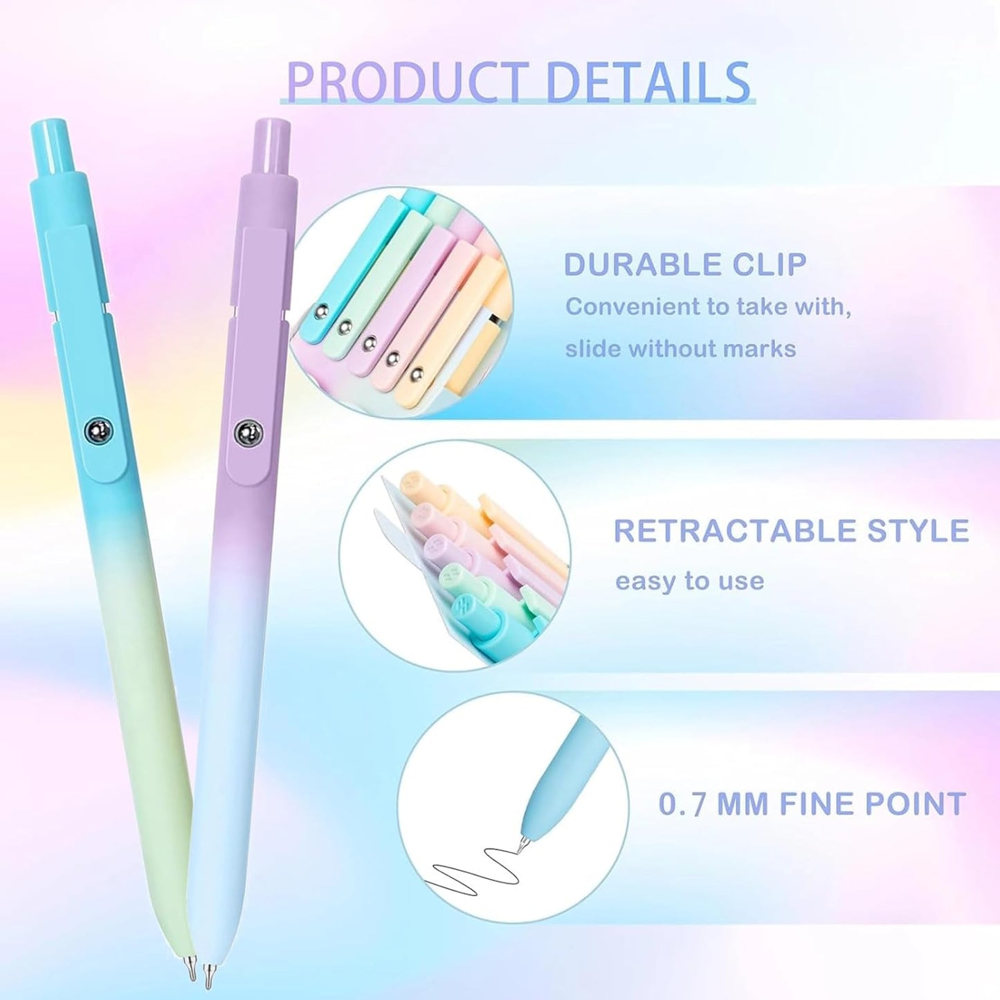 Donyang Gel Pens, 7pcs 0.5mm Black Ink Pens Quick Dry Fine Point Smooth Writing Pens for Journaling Note Taking, Cute Nurse Teacher Work Desk Accessories Office School Supplies Gifts for Women Men