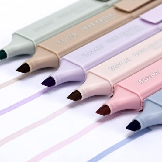 ZEYAR Highlighter Pen, Cream Colors Chisel Tip, Aesthetic Highlighter Marker, Water Based, Quick Dry, No Bleed, for Bible Study Notes Office (6 Youth Colors)