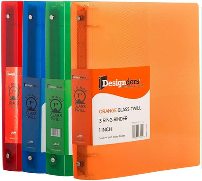 JAM PAPER Plastic 0.75 inch Binder - Clear 3 Ring Binder - Sold Individually