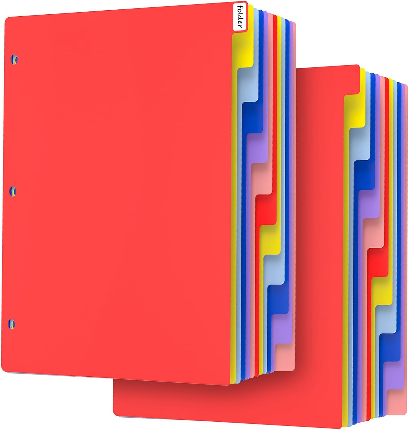 HABGP 12 Tab Dividers for 3 Ring Binder, 12 Pcs Multicolor 3 Ring Binder Dividers with Tabs, Page Folder Dividers, Plastic Tabbed File Dividers with Tabs, Three Ring Binder Index Dividers, 1 Set