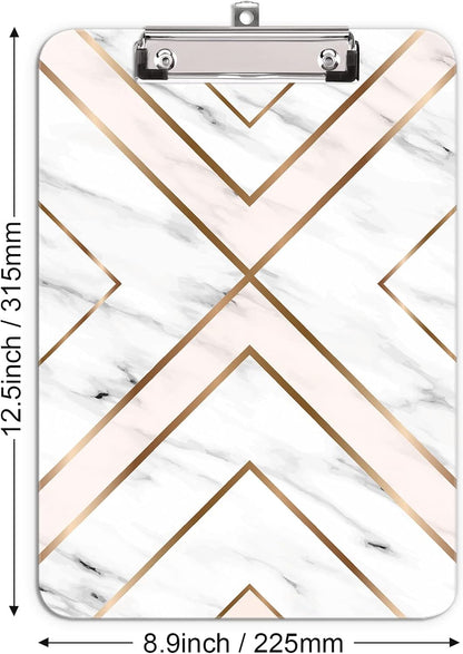 Hongri Plastic Cute Clipboard, Letter Size for Students, Teacher, Woman and Kids, Low Profile Clip, Decorative Pattern, Size 9 x 12.5 in, Dream Marble