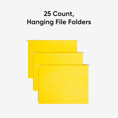 Smead Standard Hanging File Folders, 25 Count, Assorted Primaries, 1/5-Cut Adjustable Tabs, Letter Size (64059)