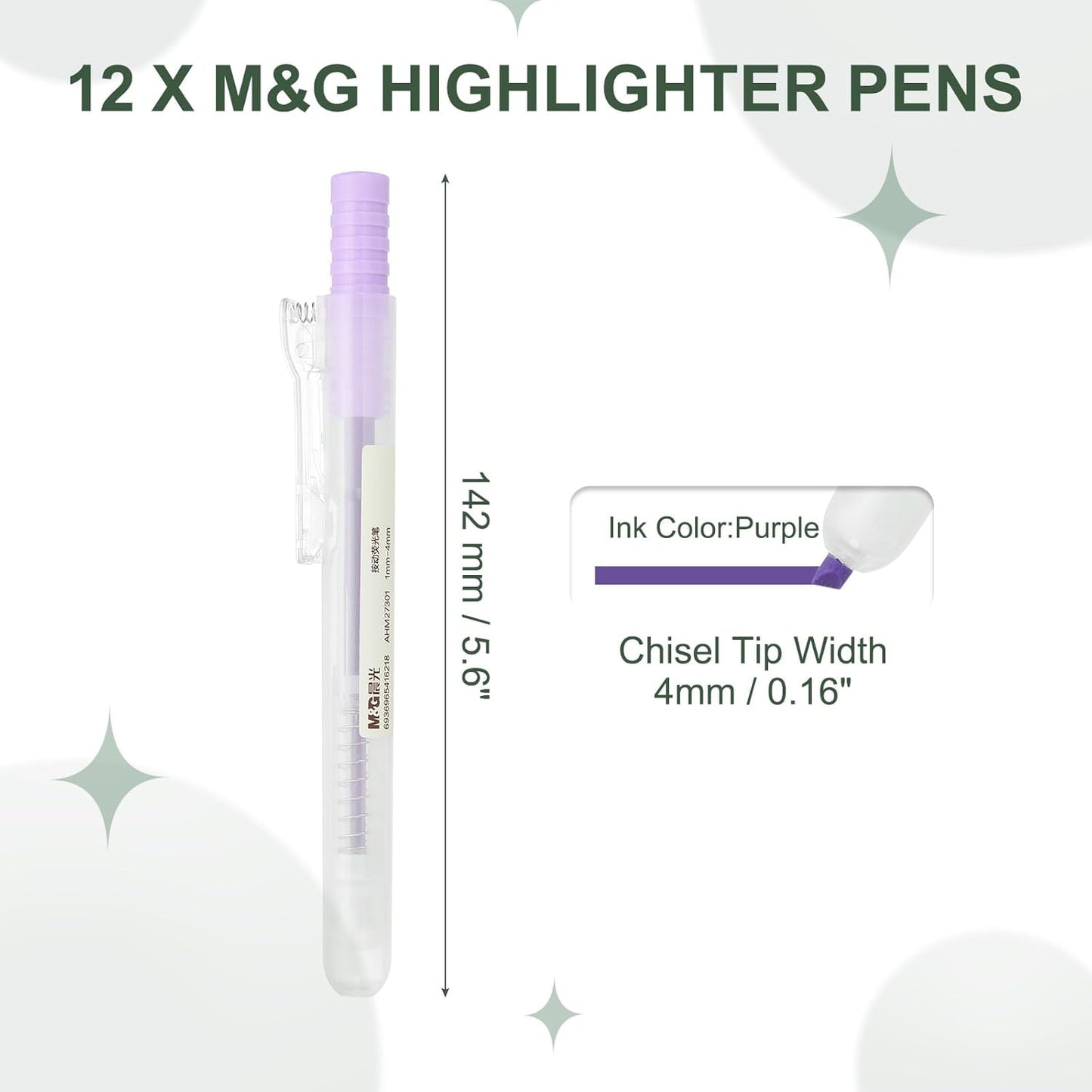 M&G Orange Highlighters, 12 Pack Retractable Neon Highlighters with Clear View, No Bleeds, Bright Markers for Books