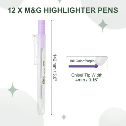 M&G Orange Highlighters, 12 Pack Retractable Neon Highlighters with Clear View, No Bleeds, Bright Markers for Books