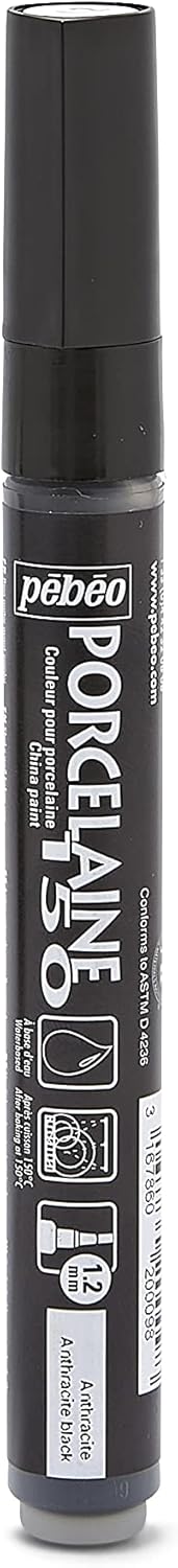 Pebeo Porcelaine 150, China Paint Fine Tip Marker - Anthracite Black (021009)