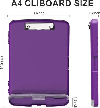 Plastic Clipboard with Storage, 8.5 x 11 Storage Organization Box Side-Opening, Heavy Duty Clip Board with Pen Holder and Paper Folder for Nurses, Teachers, Office & School Supply, Orange