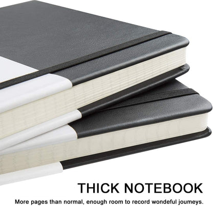 Huhuhero 5 Pack Lined Journal Notebooks, Hardcover Notebook for Work School Office, 5"×8.25", 120Gsm Thick Ruled Writing Journals for Note Taking Business, Black